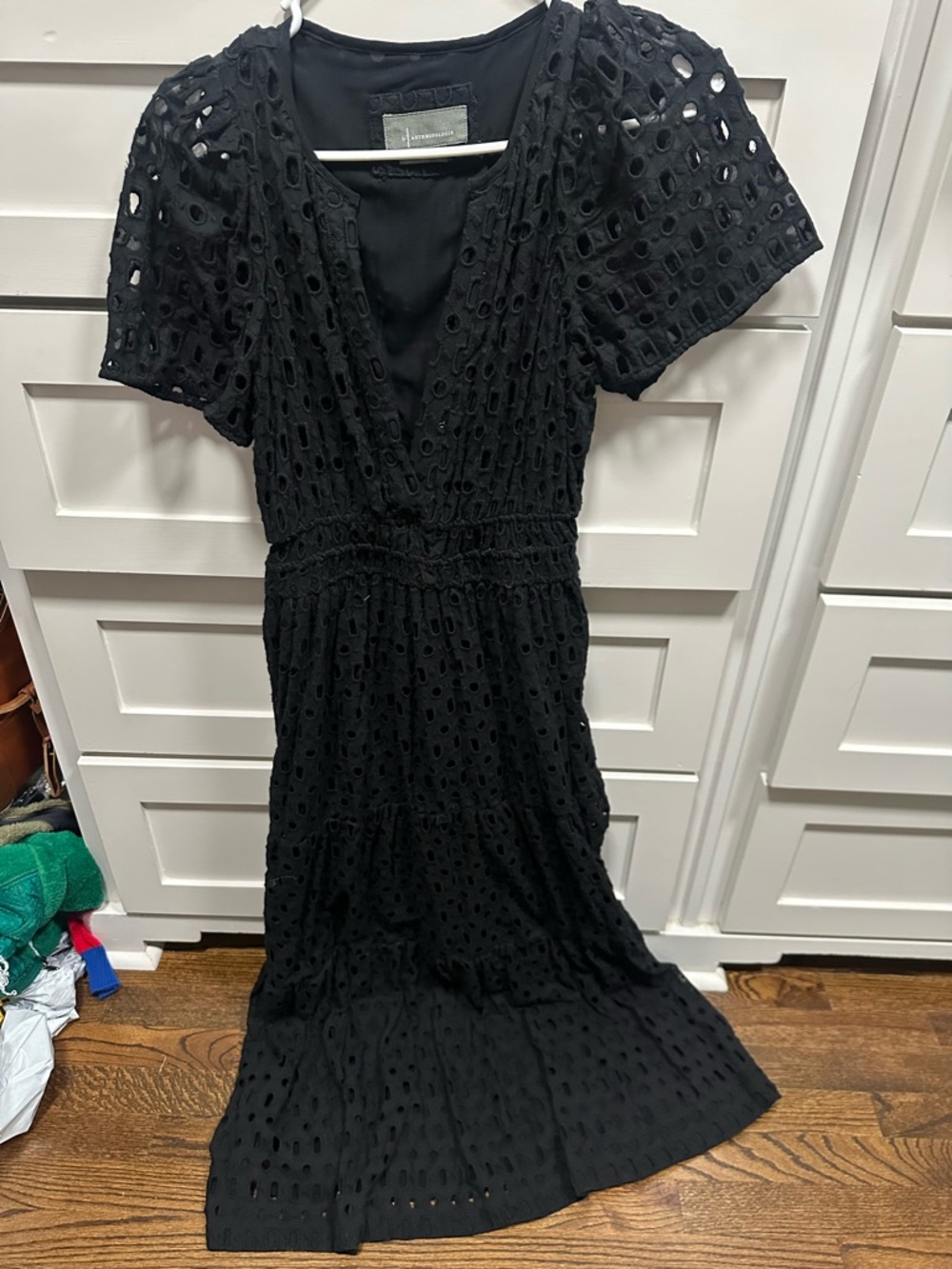 Anthropologie Somerset eyelet Maxi black Eyelet Midi Dress - Women's Dress